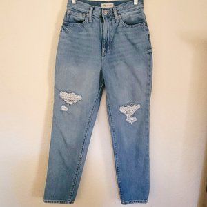 Madewell The MomJean in Gilford Wash Ripped Distressed Super High Rise Size 24